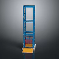 Industrial Blue Metal Frame Structure With Yellow Platform And Red Components 3d model