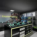 Modern Electronics Store Interior Featuring Headphones Display Counter And Large Screen Devices 3d model