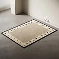 Square Beige Rug With Black Geometric Border For Modern Living Room Floor