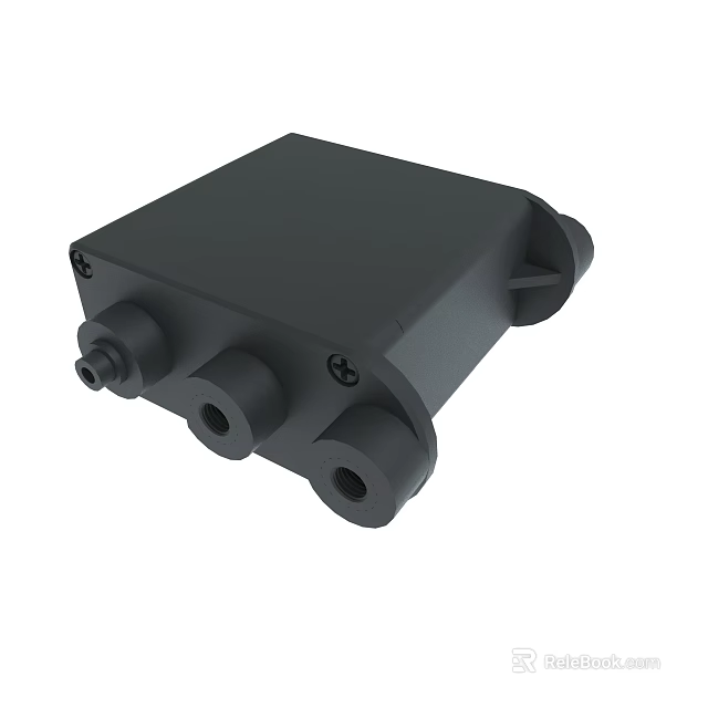 Black Square Shaped Device Enclosure With Multiple Ports And Secure Fitting 3d model 