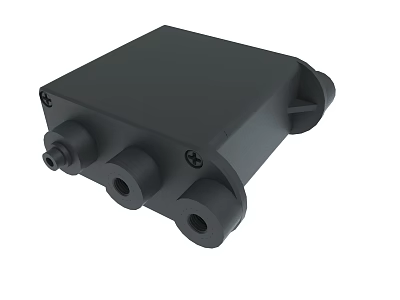 Black Square Shaped Device Enclosure With Multiple Ports And Secure Fitting 3d model