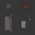 Security Access Control Components With Metal Grid Gate Gray Concrete Pillar And Brown Payment Machine