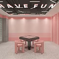 Modern Hotel Mahjong Room Interior With White Tables Chairs Green Plants And Wall Decor