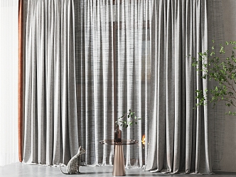 Modern Curtain Fabric Curtain 3d model