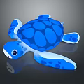 Blue And White Sea Turtle Plush Toy With Smooth Shell And Soft Limbs