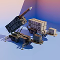 Military Weapon System With Trailer Mounted Launcher And Ammunition Containers 3d model