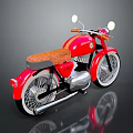 Vintage Red Motorcycle Design With Brown Leather Seat And Chrome Accents