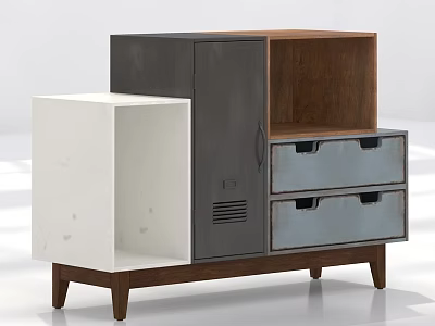 Modern Console Cabinet And Sideboard With Multi Material Design And Storage Drawers 3d model