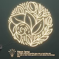 Decorative Neon Light Fixture Set With Wall Mounted Leaf And Flower Patterns For Interior Decoration