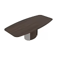 Modern Wooden Dining Table With Ribbed Metal Legs And Smooth Tabletop
