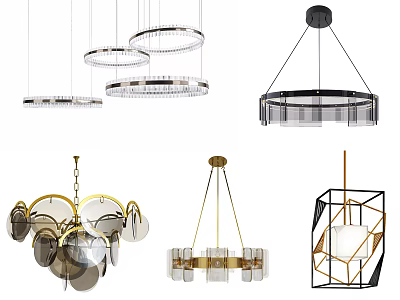 Modern Chandelier Designs with Crystal Metal and Geometric Shapes in Various Styles 3d model