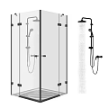 Modern Shower Sauna Interior Design With Glass Enclosure And Shower Fixtures