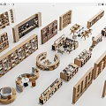 Diverse Bookcase Designs With Various Shapes Shelving Units And Display Spaces 3d model