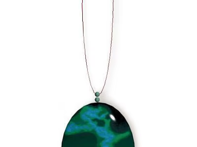 Lustrous Green Oval Pendant Jewelry with Delicate Chain and Shiny Bead Details 3d model