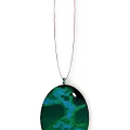 Lustrous Green Oval Pendant Jewelry with Delicate Chain and Shiny Bead Details