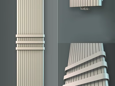 Modern Beige Radiator with Vertical Stripes and Layered Wall Mounted Interior Design 3d model