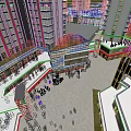 Modern Commercial Street With Tall Buildings Open Square Glass Facades Shops and Busy Crowds