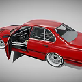 Red Classic Car With Open Doors And Detailed Alloy Wheels Design