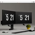 Modern computer dual-screen monitor 3d model