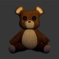 Brown Knitted Teddy Bear Doll With Yellow Belly Black Eyes And Sitting Position