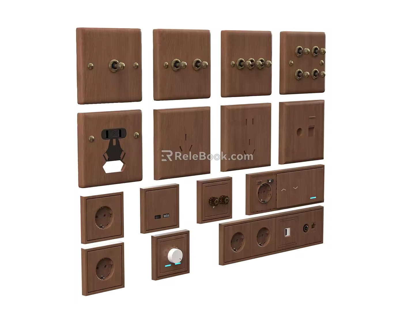 Middle style socket switch 3d model