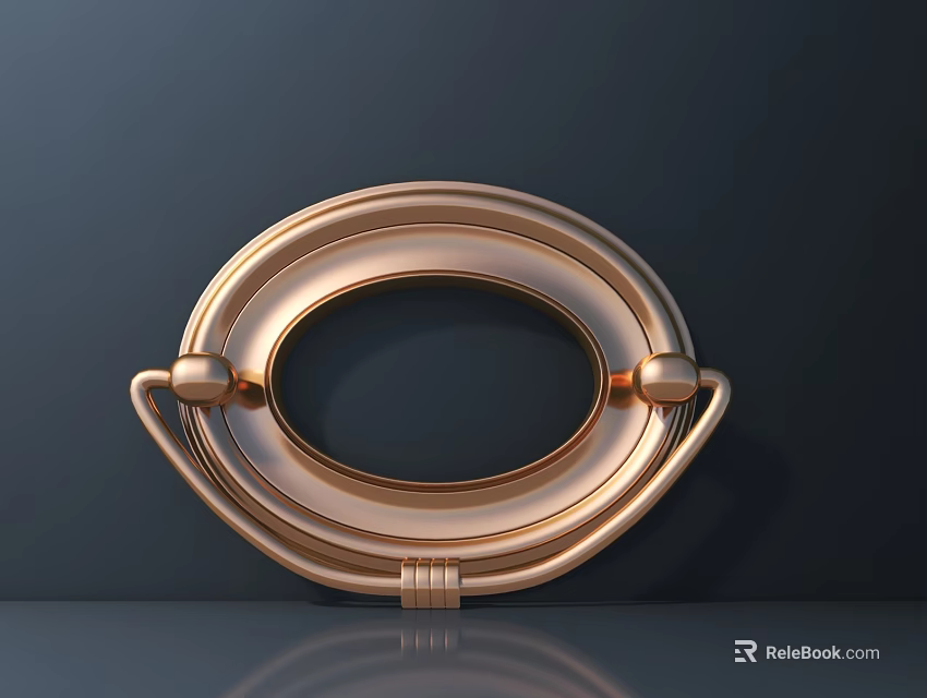 Golden Metal Hardware Tool Circular Ring With Two Connected Parts And Reflective Finish 3d model 