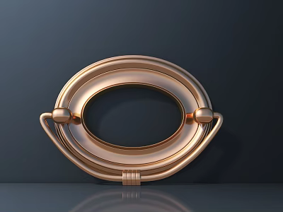 Golden Metal Hardware Tool Circular Ring With Two Connected Parts And Reflective Finish 3d model