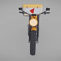 Yellow Motorcycle With Yellow And White Storage Box Round Headlight And Black Handlebars