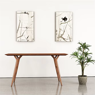 New Chinese Duan Jing Tai Zen Style Painting Green Plants 3d model