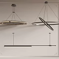 Modern Pendant Lights with Circular and Linear Metal Frame Designs for Interior Spaces 3d model
