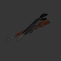 Various Types of Tactical Rifles with Wooden Stocks and Black Metal Components