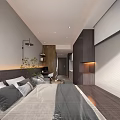 Cozy Modern Apartment Interior With Gray Sofa Round Coffee Table And Warm Lighting