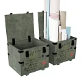 Decorative Ornament Set Inside Green Wooden Boxes With Rolled Strip Items