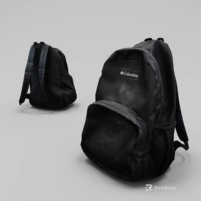 Columbia Black Backpack Classic Design With Mesh Pockets And Two Display Views 3d model 