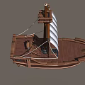 Traditional Sailboat Design Featuring Wooden Deck White Sails Mast And Ropes