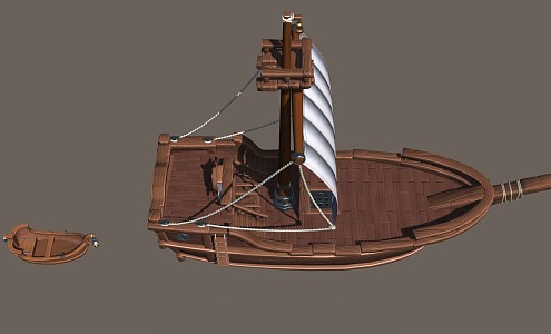 Chinese sailing cartoon boat 3d model