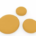 Three Yellow Round Cushions Set With Soft Fabric For Home Decor