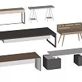 Various Modern Desks With Different Designs Shapes And Functional Features 3d model