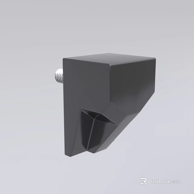 Black Irregular Geometric Industrial Object 3D Model With Side Screw Design 3d model 