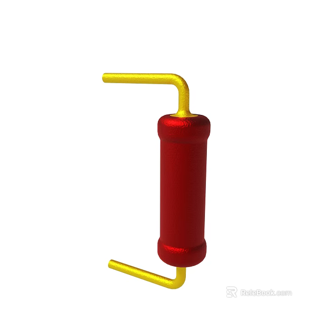 Red Cylindrical Object With Yellow Curved Pipe And Vertical Structure 3d model 