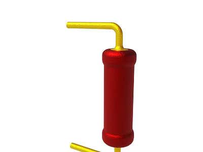Red Cylindrical Object With Yellow Curved Pipe And Vertical Structure 3d model