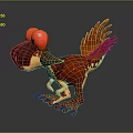 Vibrant Red Dinosaur Game Movie Character With Orange Tail Big Eyes Yellow Details And Claws