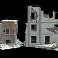 Ruins of modern post-war buildings 3d model