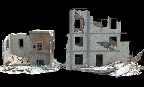 Ruins of modern post-war buildings 3d model