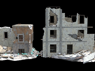 Ruins of modern post-war buildings 3d model