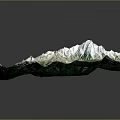 3D Mountainous Terrain Model Featuring Snow Covered Peaks And Green Vegetated Slopes