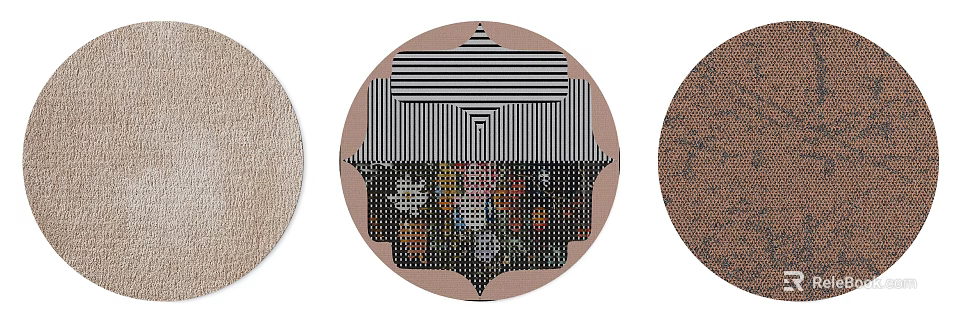 Round Area Rugs With Geometric Patterns Stripes And Abstract Designs For Modern Interiors 3d model