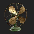 Vintage Electric Fan With Brass Blades Green Base And Metal Cage Design