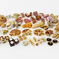 Assorted Delicious Food Display Featuring Bread Pastries Pizza And Sweet Desserts