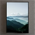 Scenic Landscape Painting With Snow Capped Mountains And Layered Valleys In Soft Light
